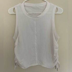 Cropped workout tank with cinched ties